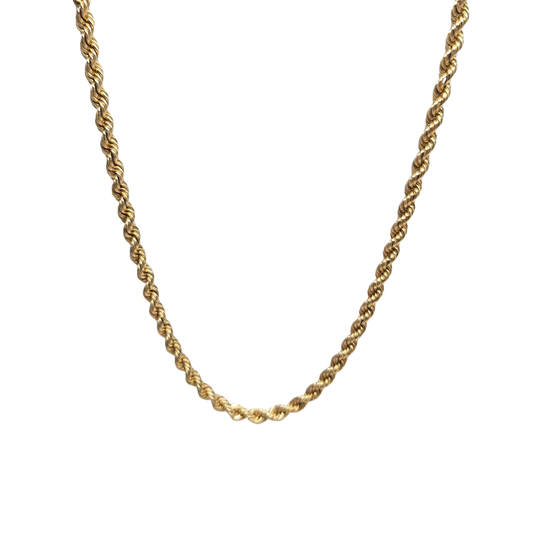 9ct Yellow Gold Hollow Rope Chain 18"