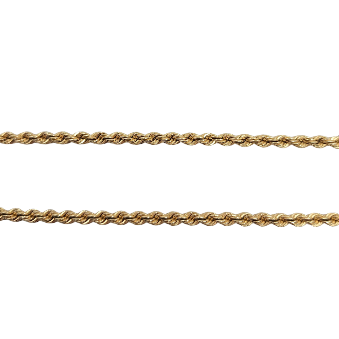 9ct Yellow Gold Hollow Rope Chain 18"