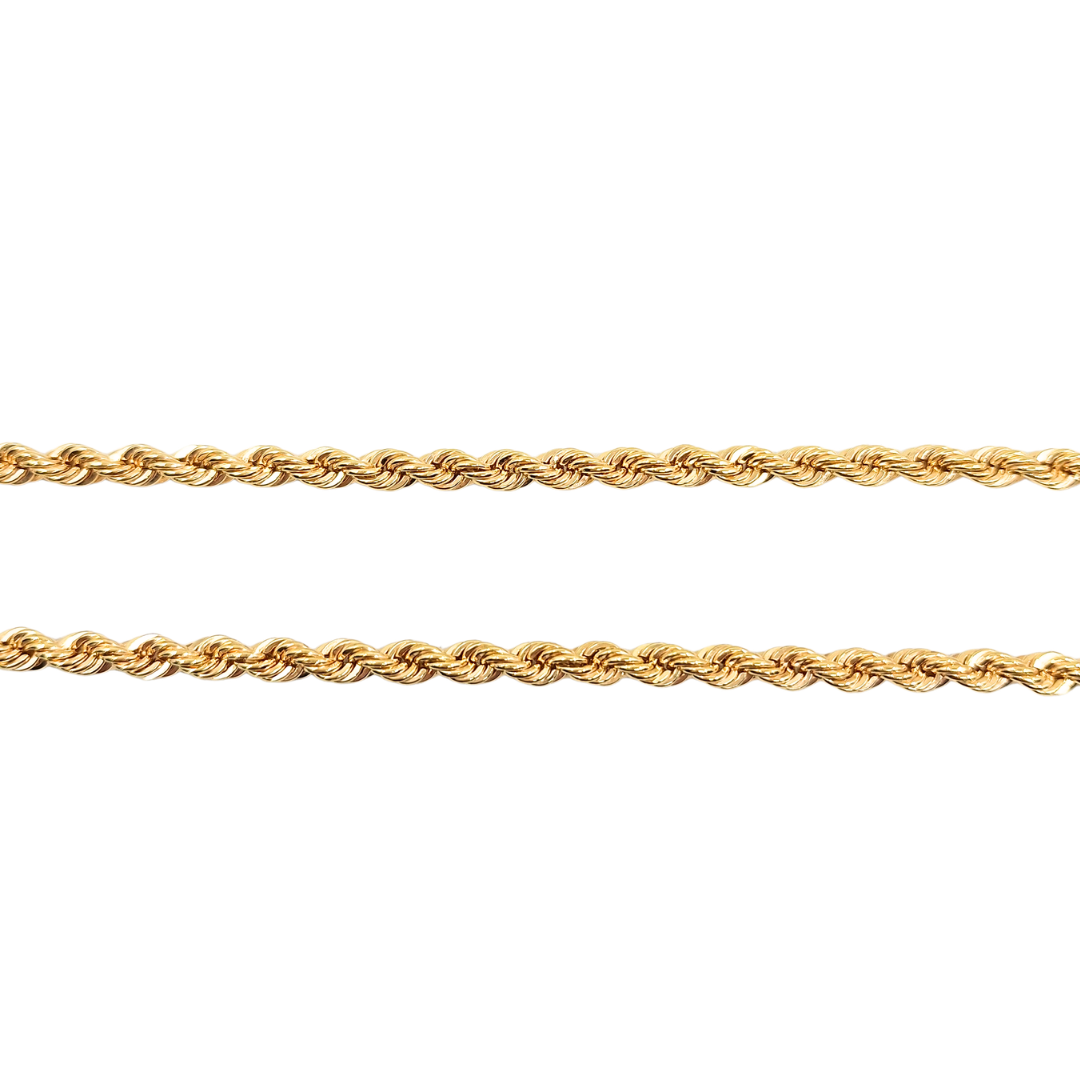 9ct Yellow Gold Hollow Heart Rope Necklace 16"