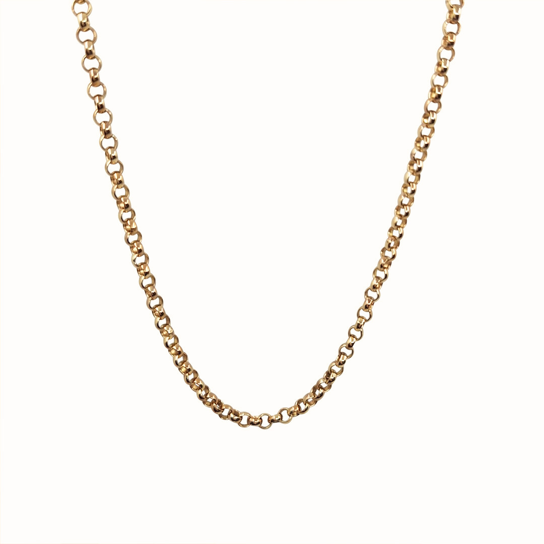 9ct Yellow Gold Round Link Belcher Chain 22"