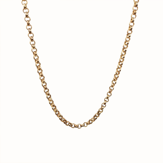 9ct Yellow Gold Round Link Belcher Chain 22"