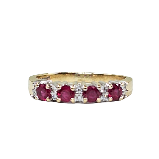 9ct Yellow Gold Ruby & Diamond Eternity Ring