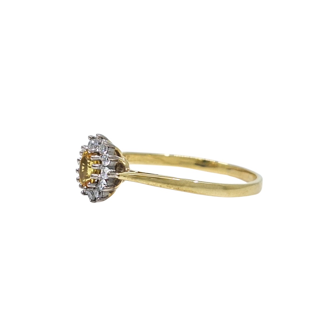 18ct Yellow Gold Citrine & Diamond Cluster Ring