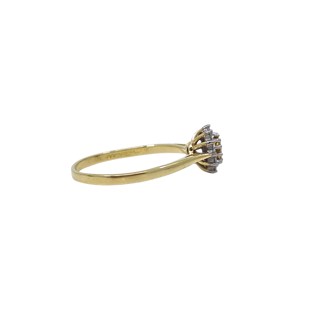18ct Yellow Gold Citrine & Diamond Cluster Ring
