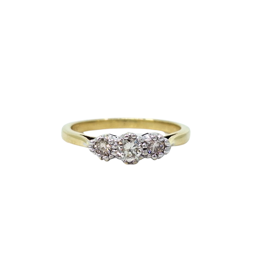 18ct Yellow Gold Three Stone Diamond Ring 0.25ct