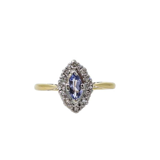 18ct Yellow Gold Tanzanite & Diamond Ring