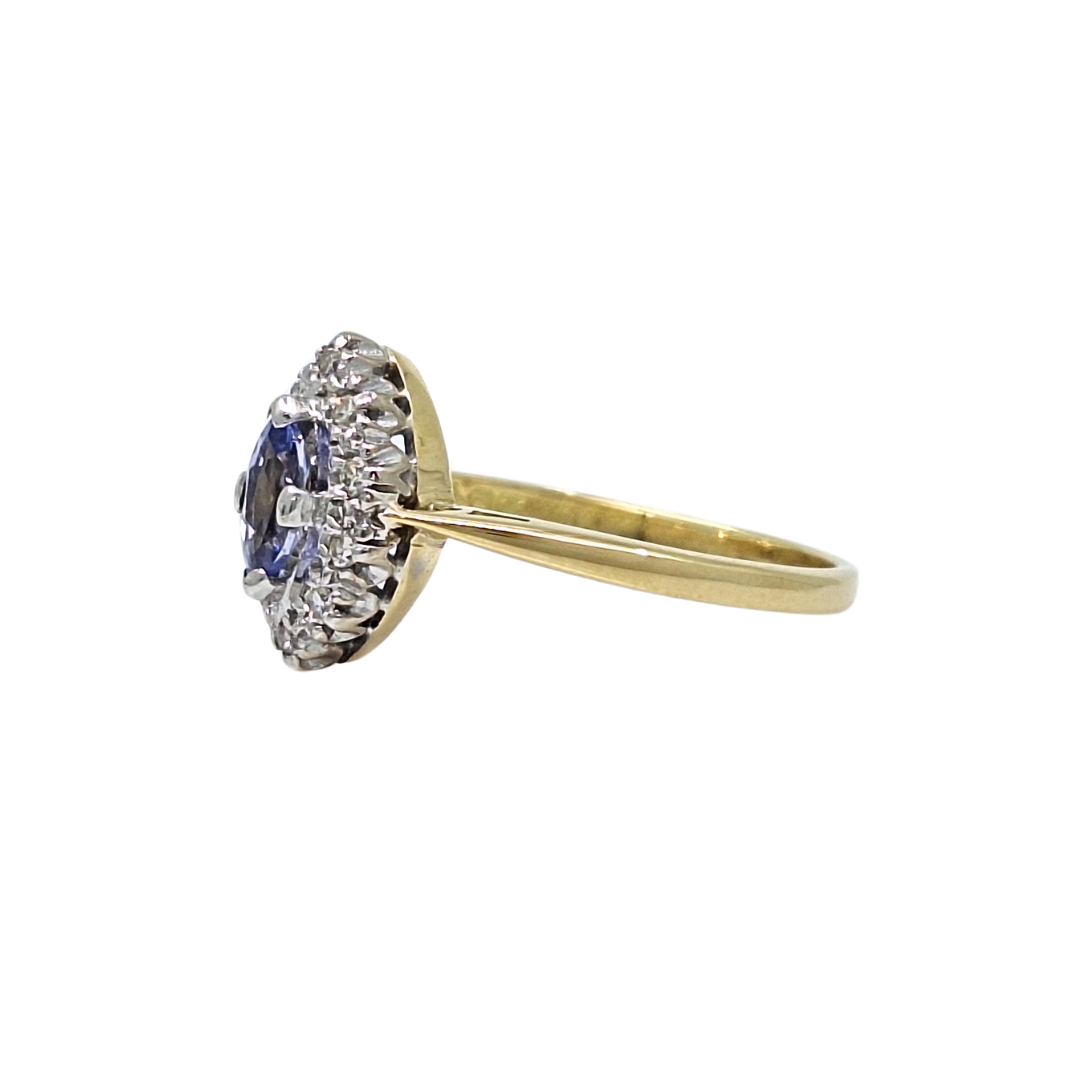 18ct Yellow Gold Tanzanite & Diamond Ring