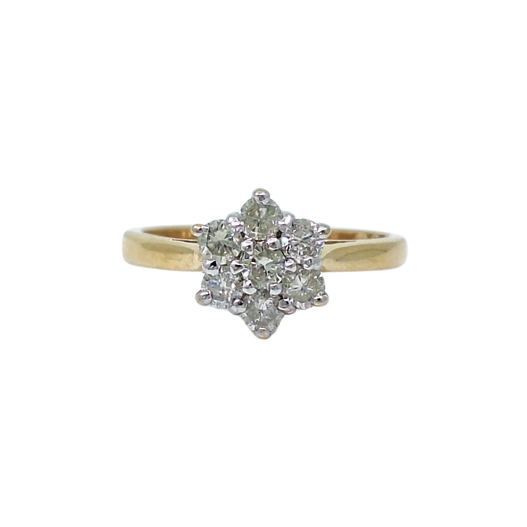 18ct Yellow Gold Diamond Cluster Ring 0.50ct
