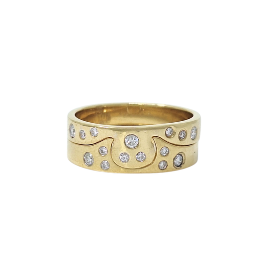 18ct Yellow Gold Diamond Set Puzzle Ring