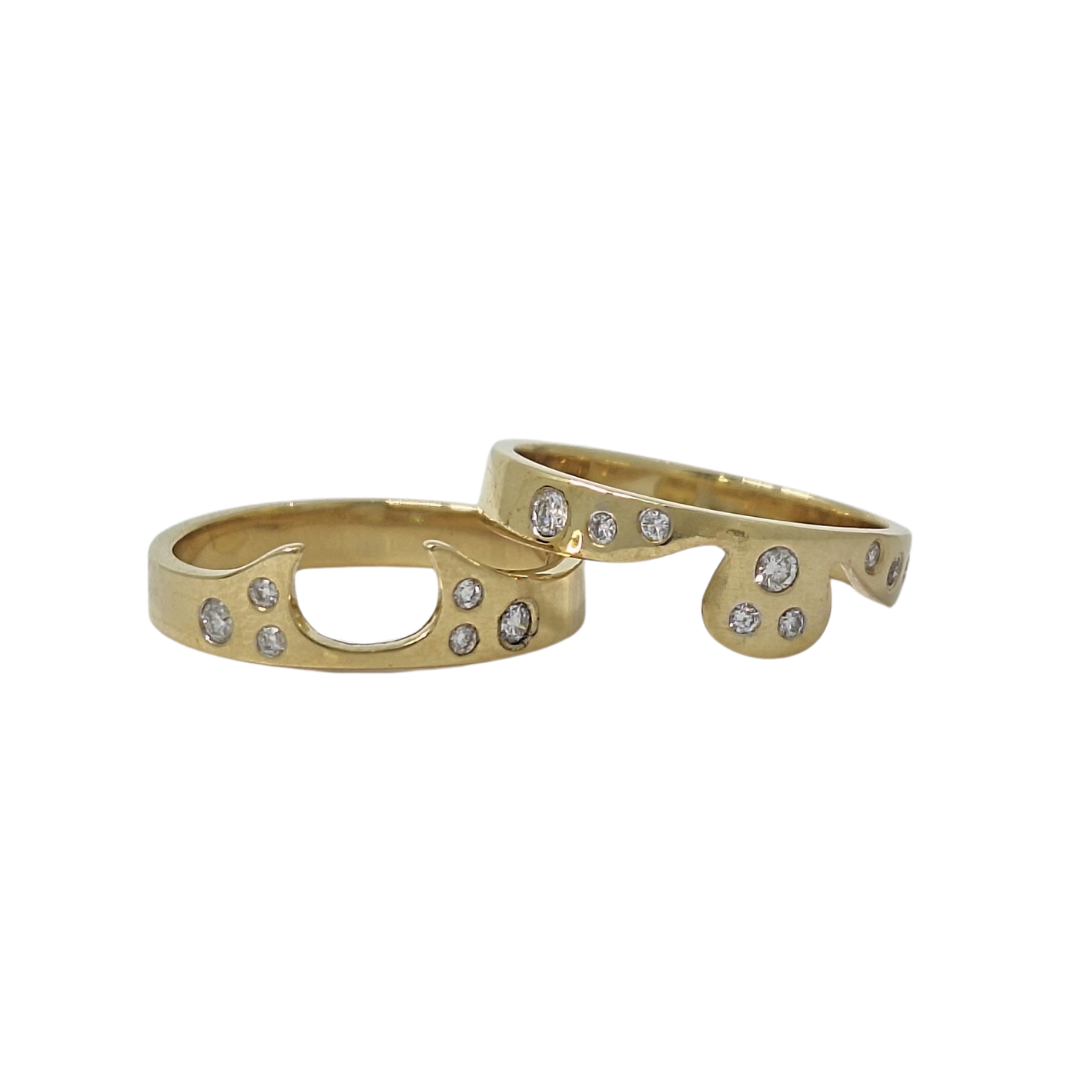 18ct Yellow Gold Diamond Set Puzzle Ring
