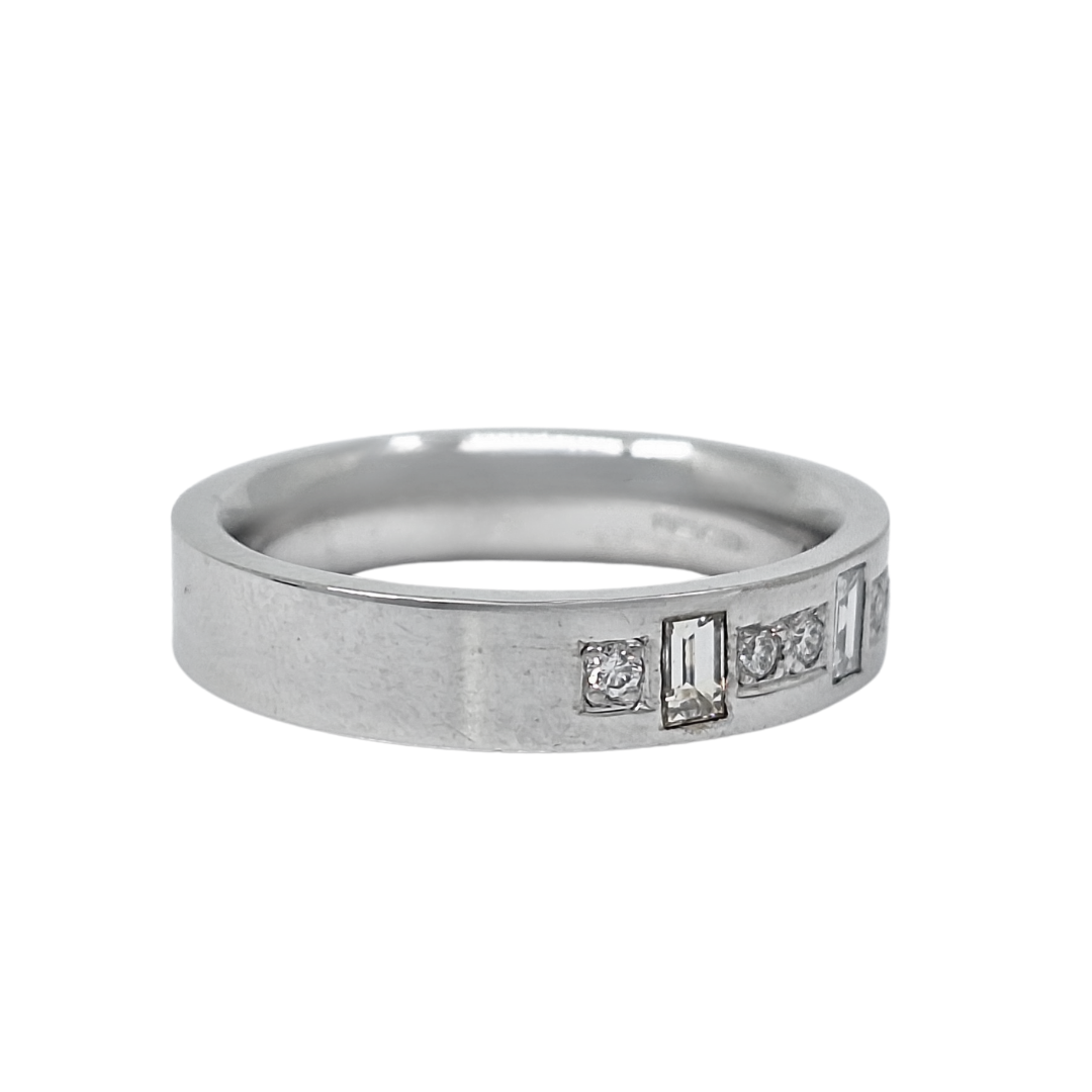 18ct White Gold Diamond Set Gents Wedding Band 0.75ct