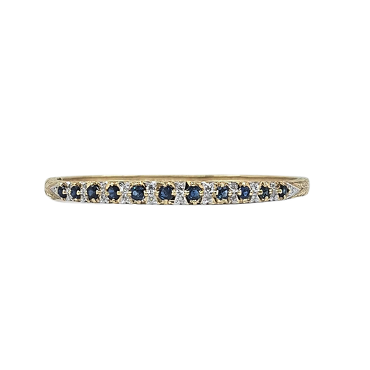 9ct Yellow Gold Sapphire & Diamond Bangle