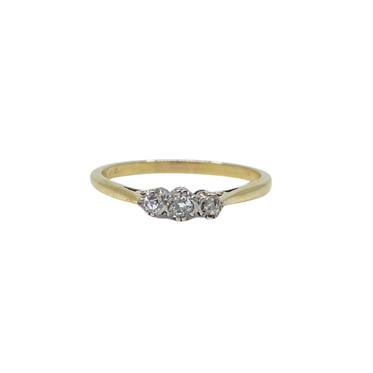 18ct Yellow Gold Three Stone Diamond Ring 0.25ct