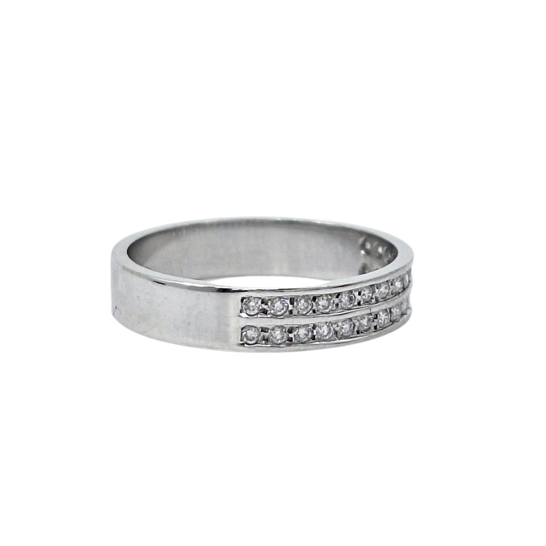 18ct White Gold Two Row Diamond Band Ring
