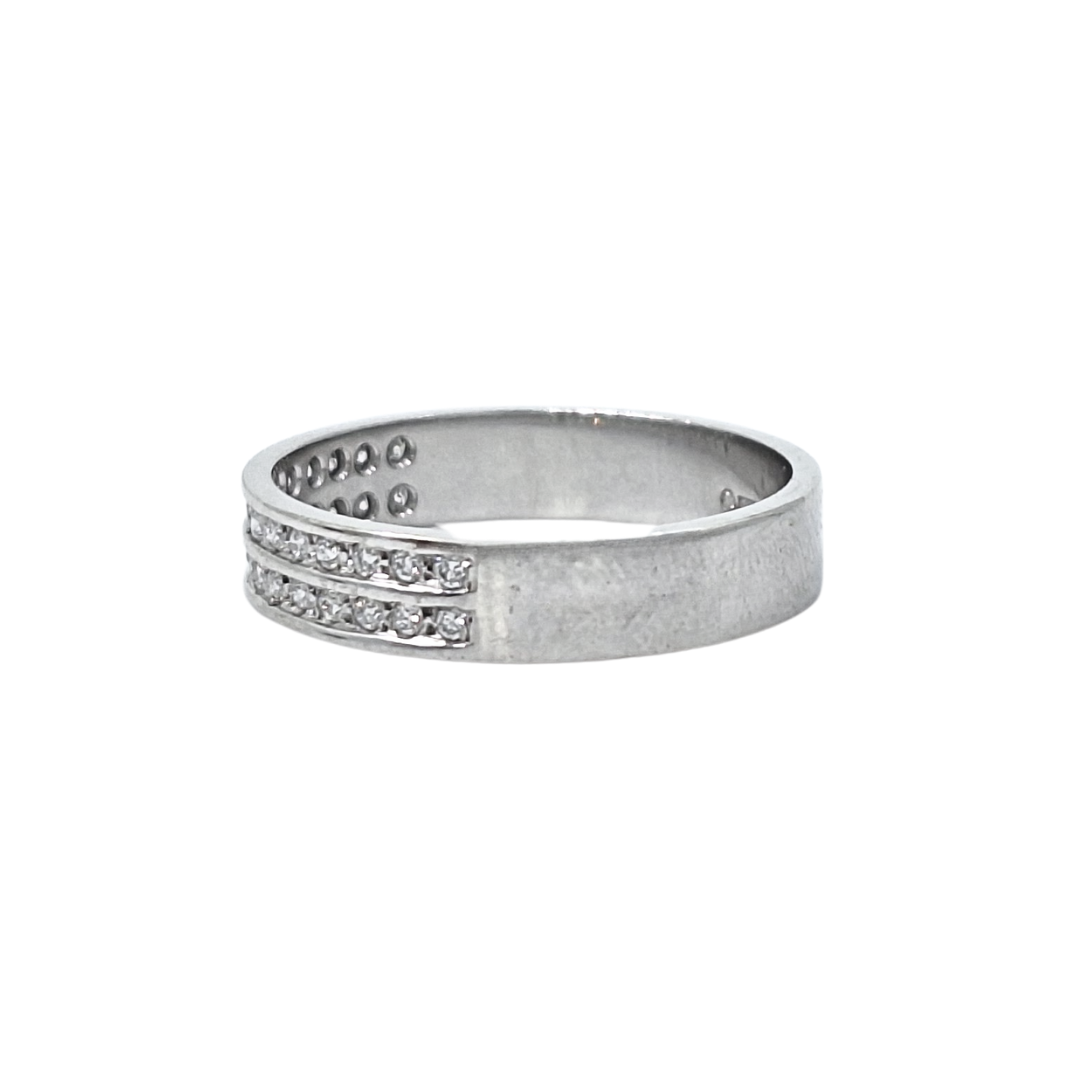 18ct White Gold Two Row Diamond Band Ring