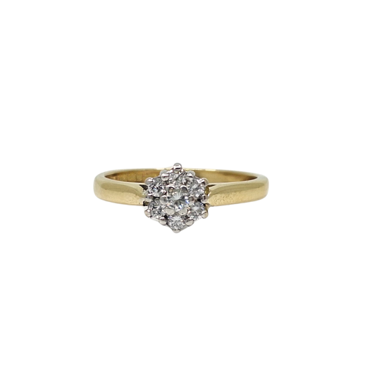 18ct Yellow Gold Diamond Cluster Ring 0.25ct