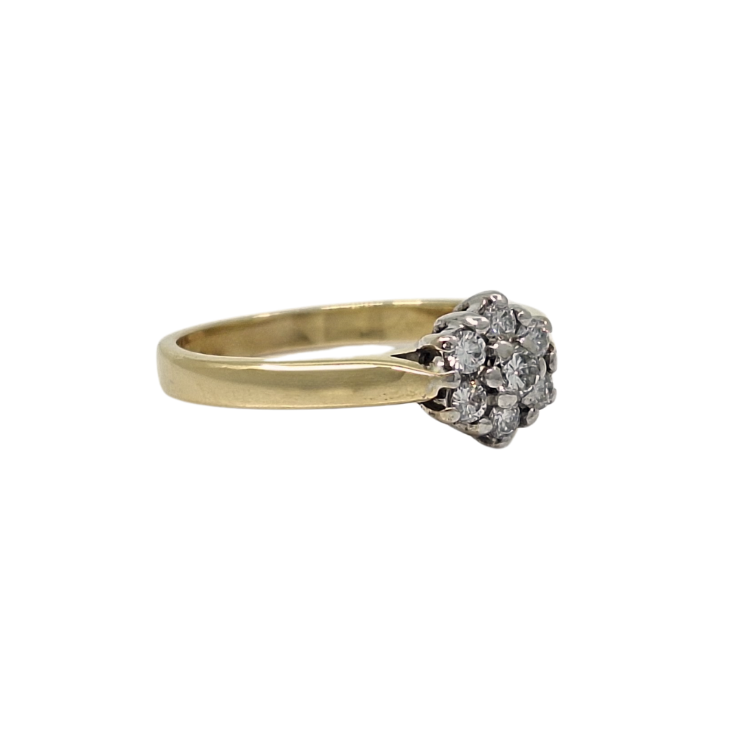 18ct Yellow Gold Diamond Cluster Ring 0.25ct