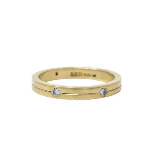18ct Yellow Gold Diamond Spaced Wedding Band