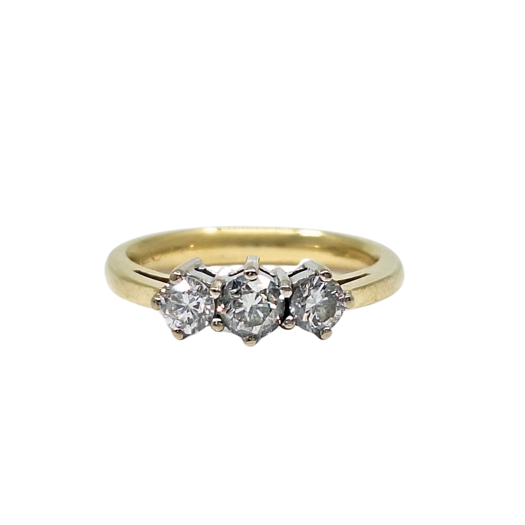 18ct Yellow Gold Three Stone Diamond Ring 0.75ct