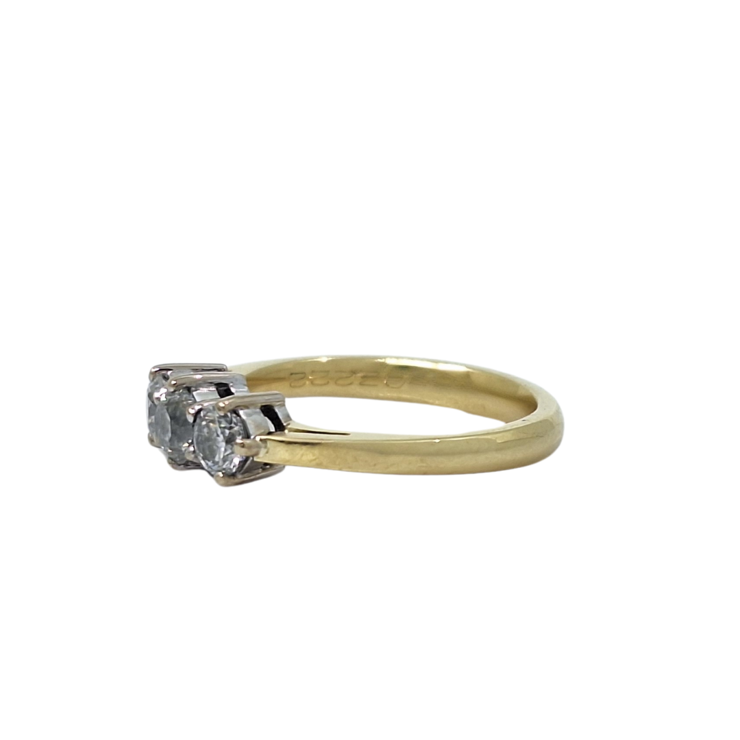 18ct Yellow Gold Three Stone Diamond Ring 0.75ct