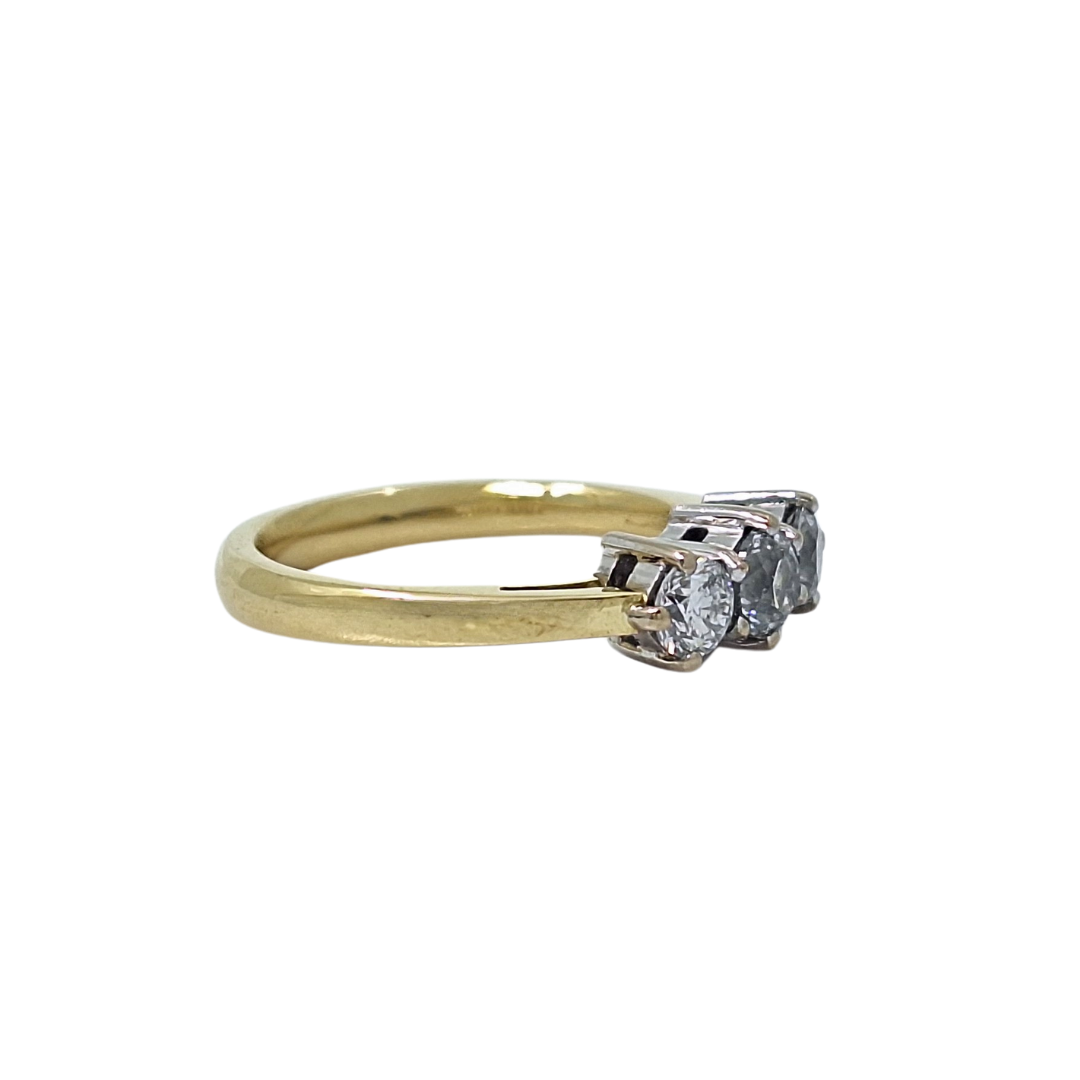 18ct Yellow Gold Three Stone Diamond Ring 0.75ct