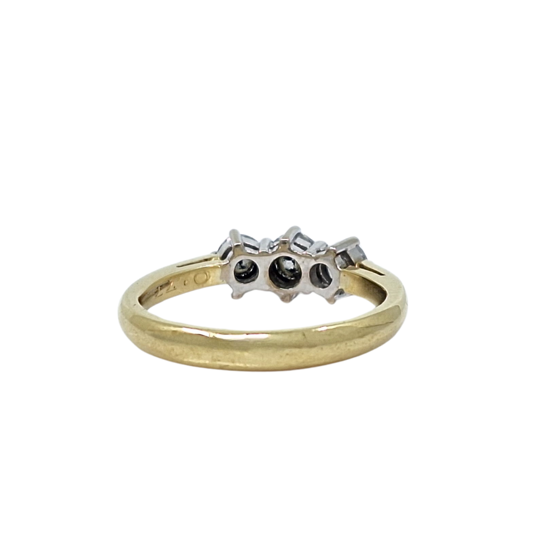 18ct Yellow Gold Three Stone Diamond Ring 0.75ct