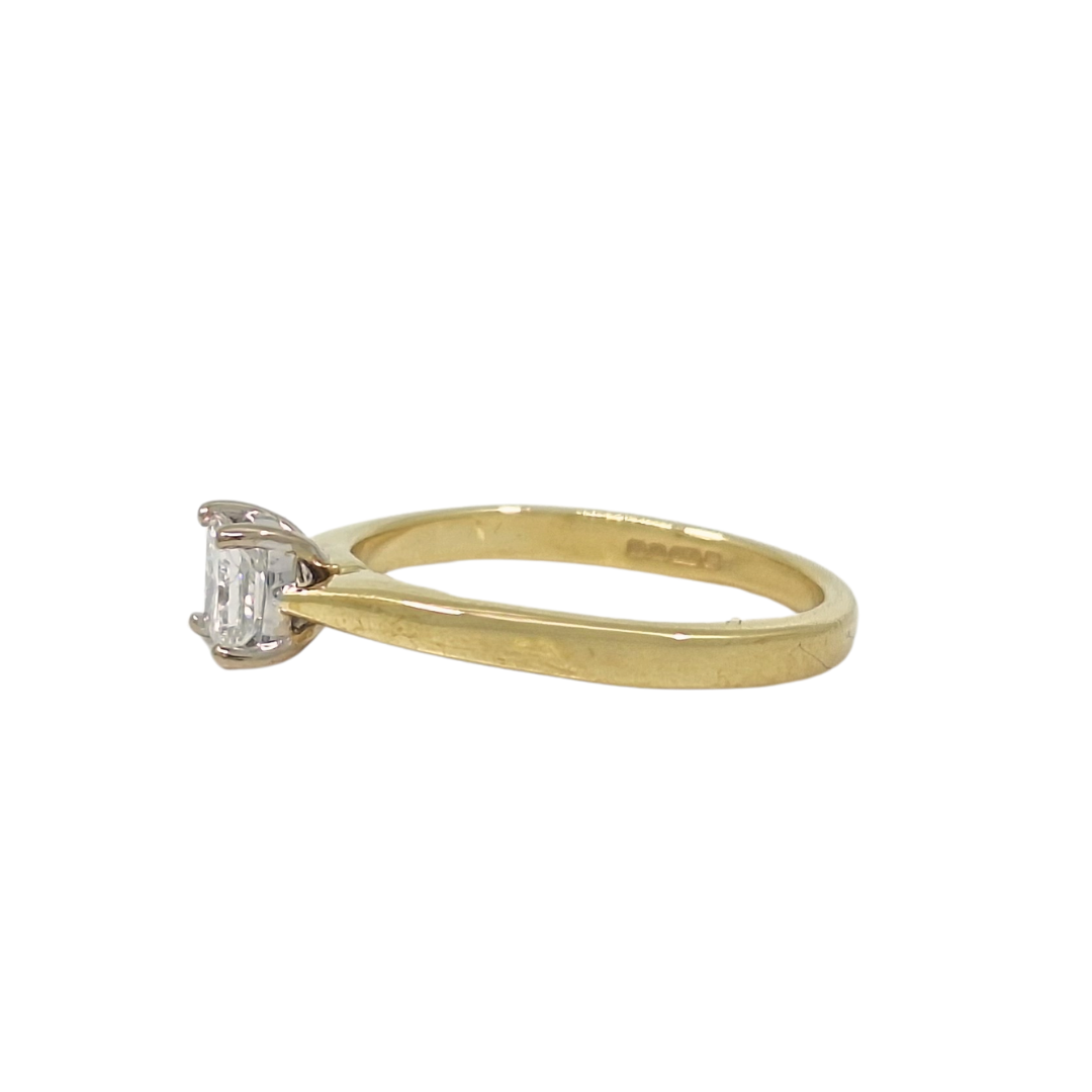 18ct Yellow Gold Princess Cut Diamond Solitaire Ring 0.46ct