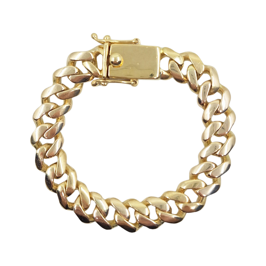 9ct Yellow Gold Cuban Link Bracelet 8"