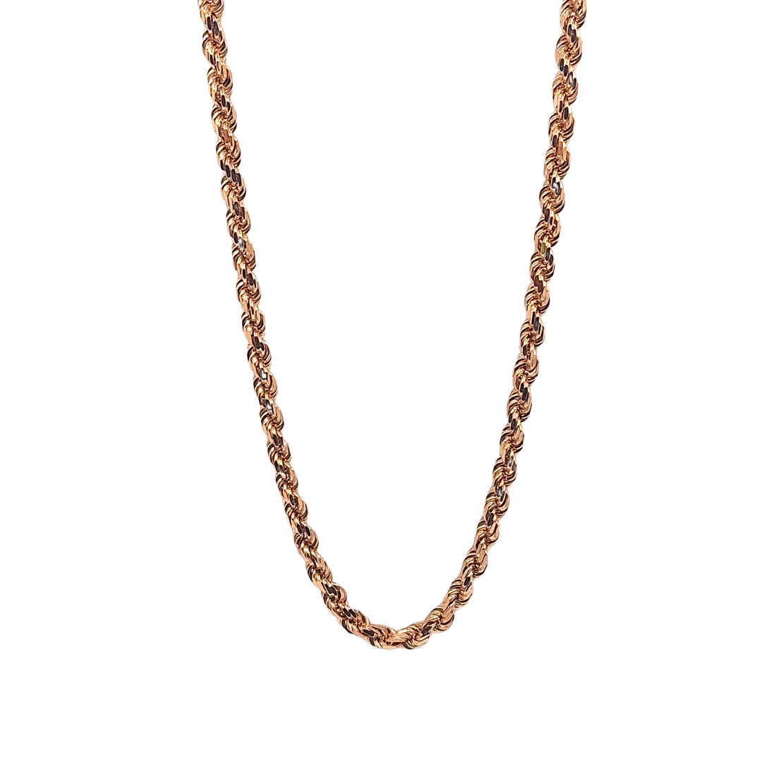 9ct Rose Gold Solid Rope Chain 30"