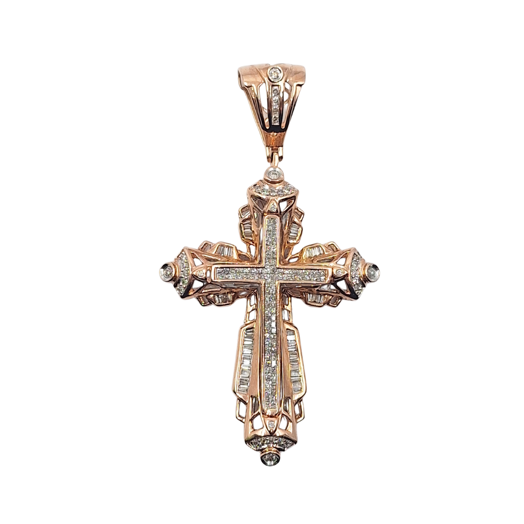 14ct Rose Gold Diamond Cross