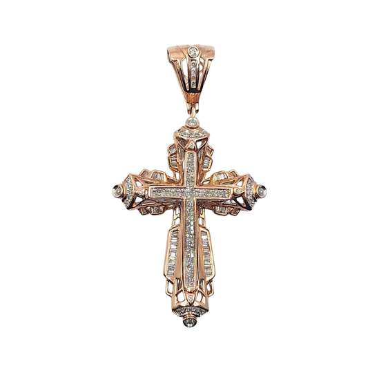 14ct Rose Gold Diamond Cross