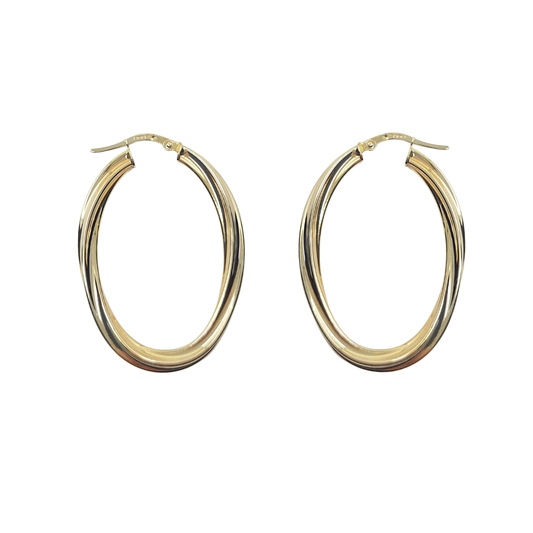 14ct Yellow Gold Twist Oval Creole Earrings