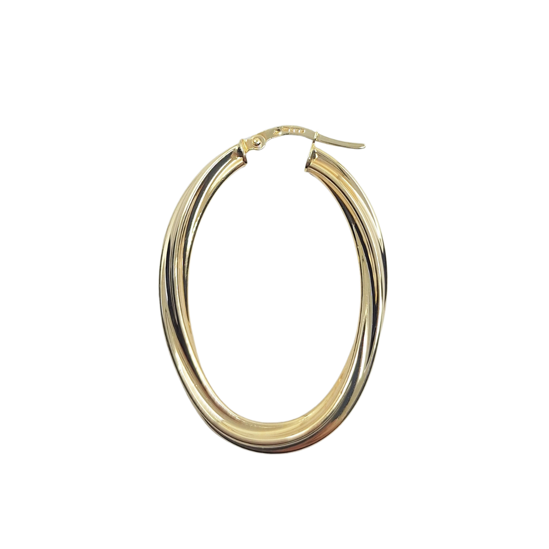 14ct Yellow Gold Twist Oval Creole Earrings