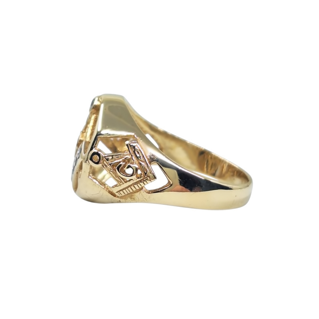 9ct Yellow Gold Cubic Zirconia Masonic Ring