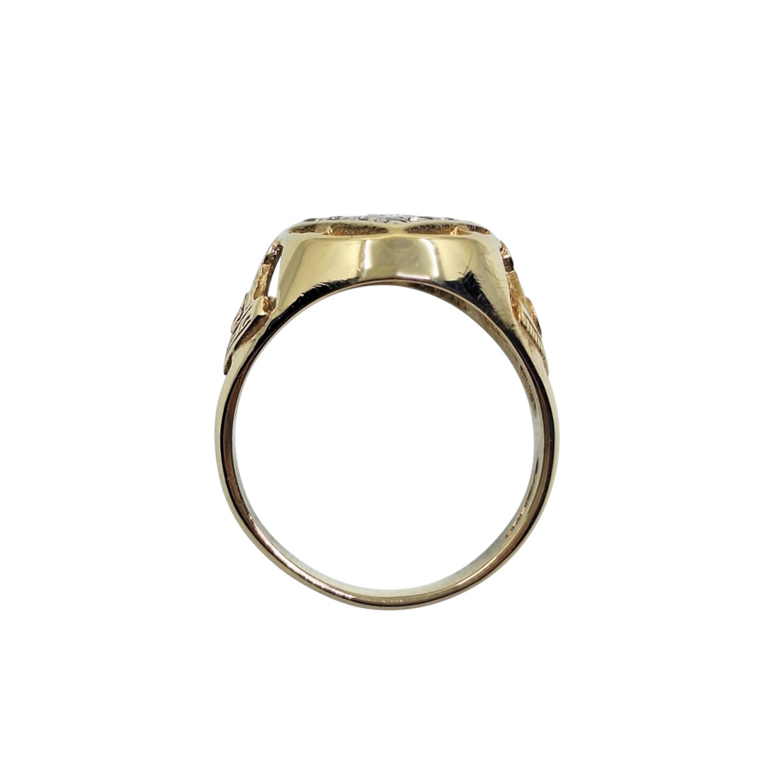 9ct Yellow Gold Cubic Zirconia Masonic Ring