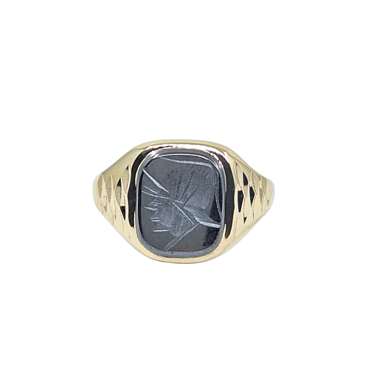 9ct Yellow Gold Haematite Signet Ring