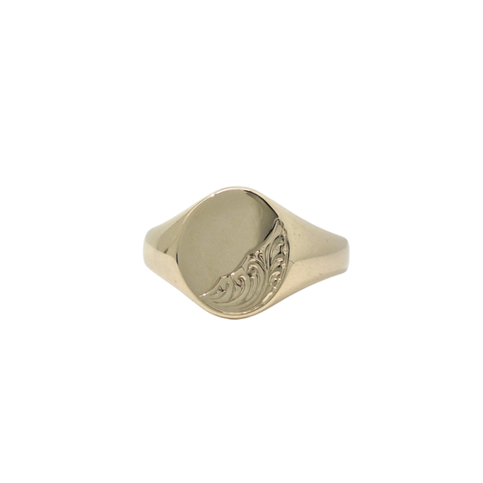 9ct Yellow Gold Engraved Signet Ring