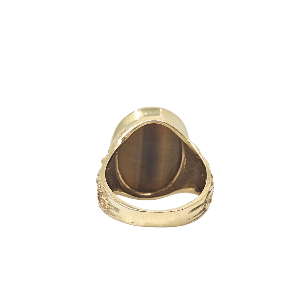 9ct Yellow Gold Tigers Eye Ring