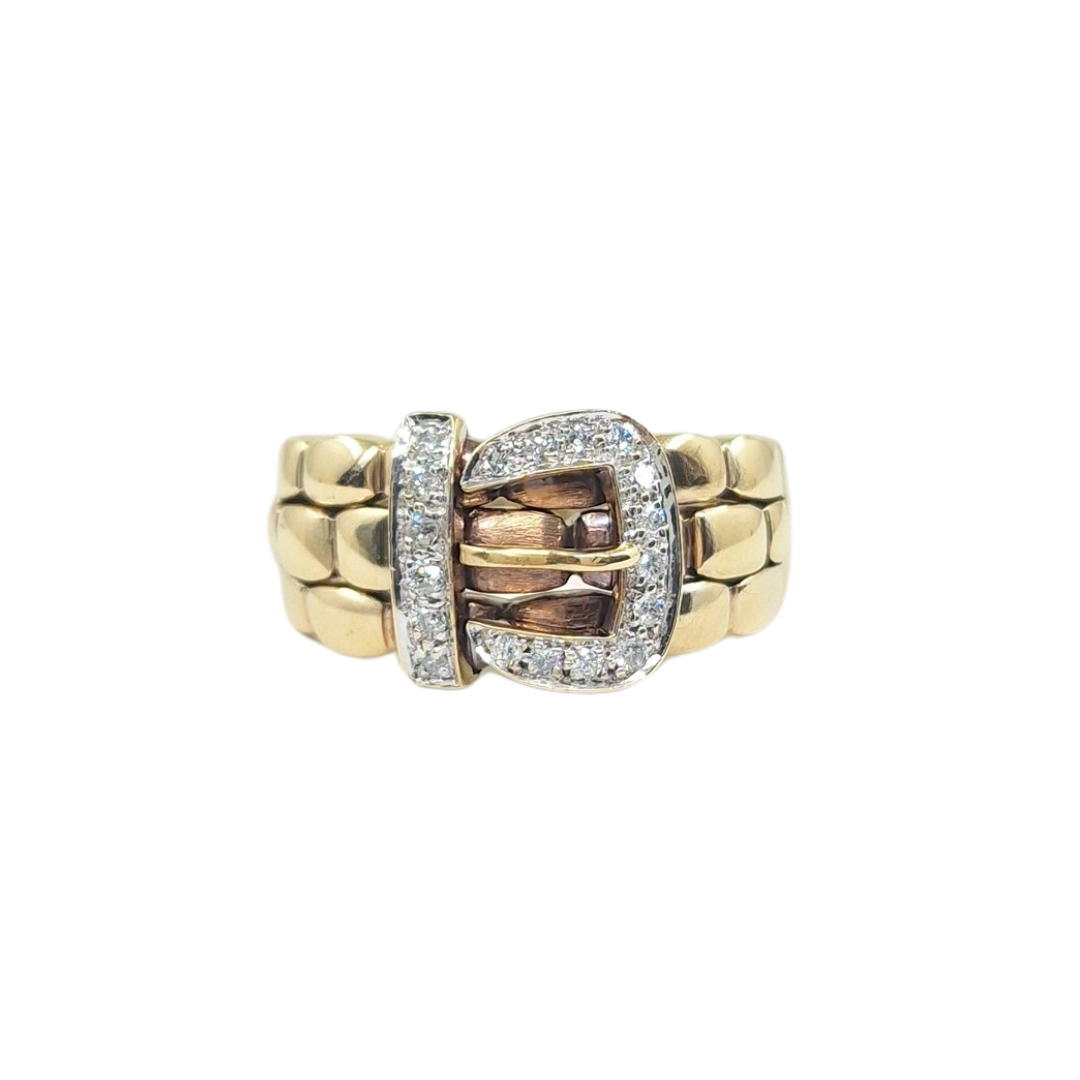 9ct Yellow Gold Diamond Buckle Ring 0.25ct