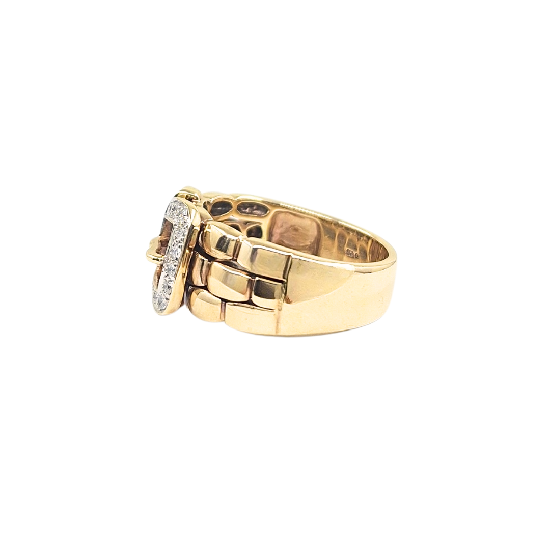 9ct Yellow Gold Diamond Buckle Ring 0.25ct