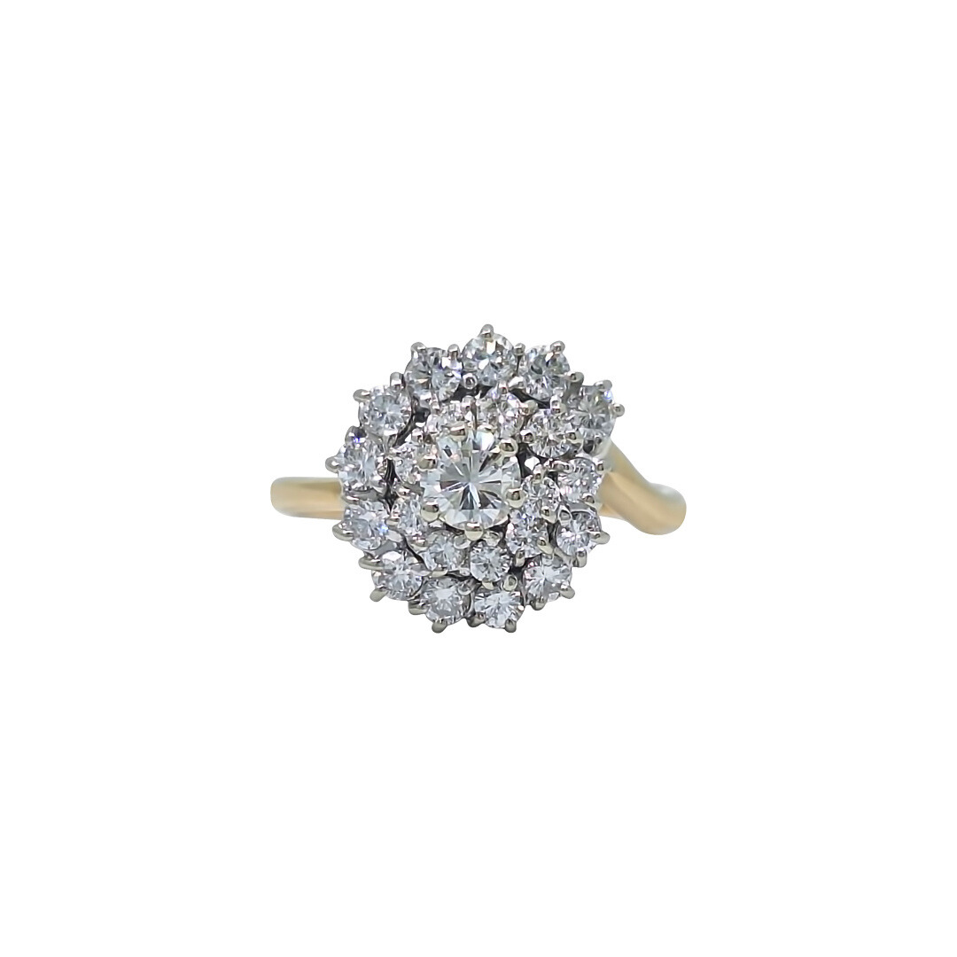 14ct Yellow Gold Diamond Cluster Ring 0.75ct