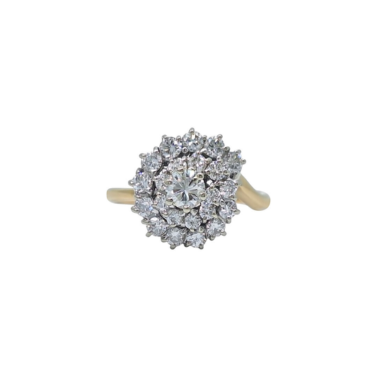 14ct Yellow Gold Diamond Cluster Ring 0.75ct