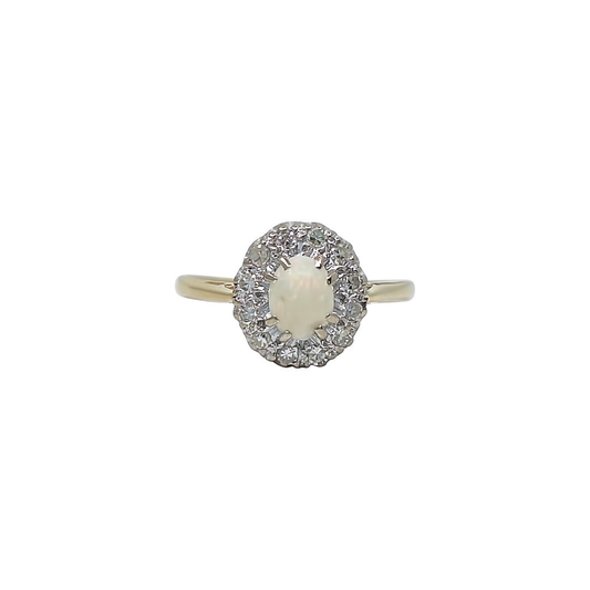 18ct Yellow Gold Opal & Diamond Ring