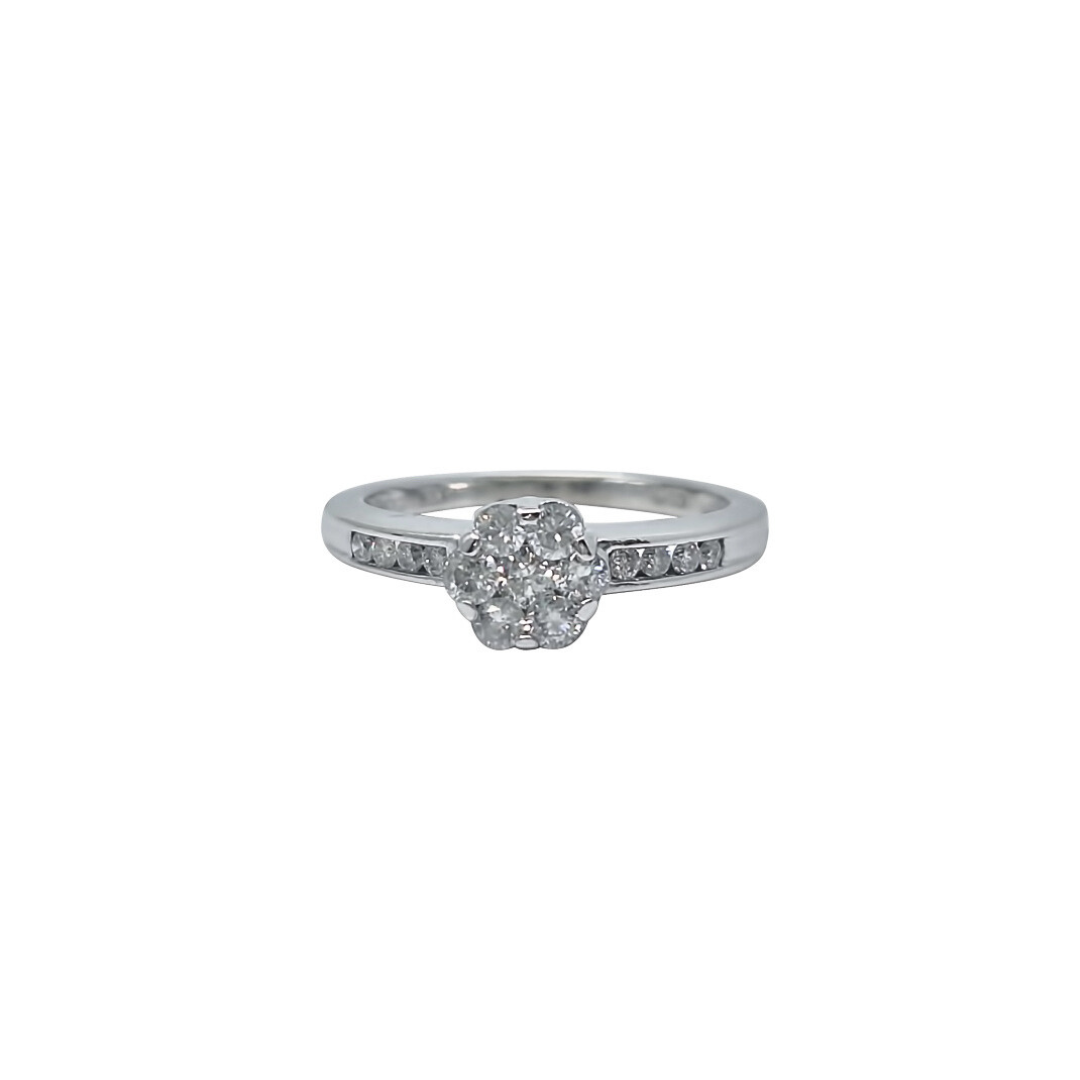 18ct White Gold Diamond Cluster Ring 0.50ct