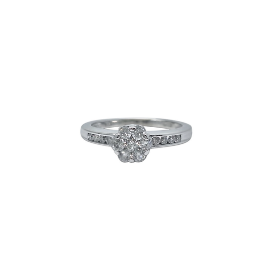 18ct White Gold Diamond Cluster Ring 0.50ct
