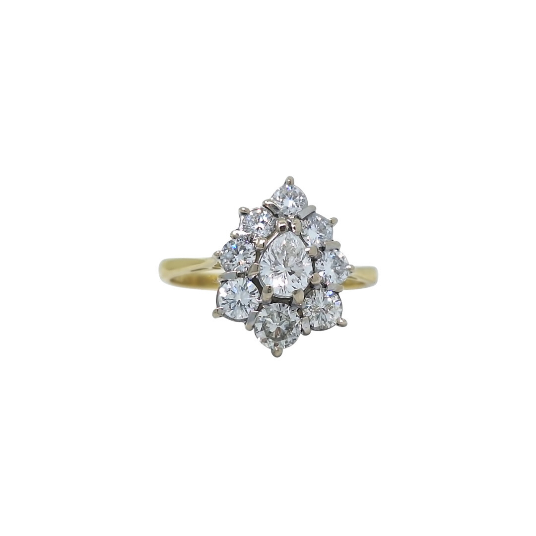 18ct Yellow Gold Diamond Cluster Ring 1.25ct