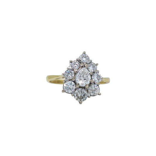 18ct Yellow Gold Diamond Cluster Ring 1.25ct