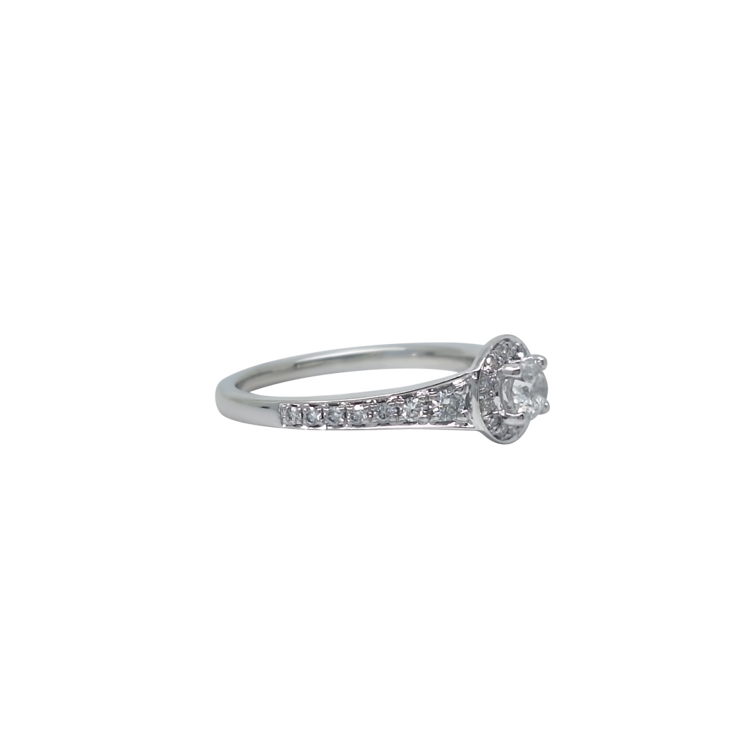 18ct White Gold Diamond Halo Ring 0.50ct