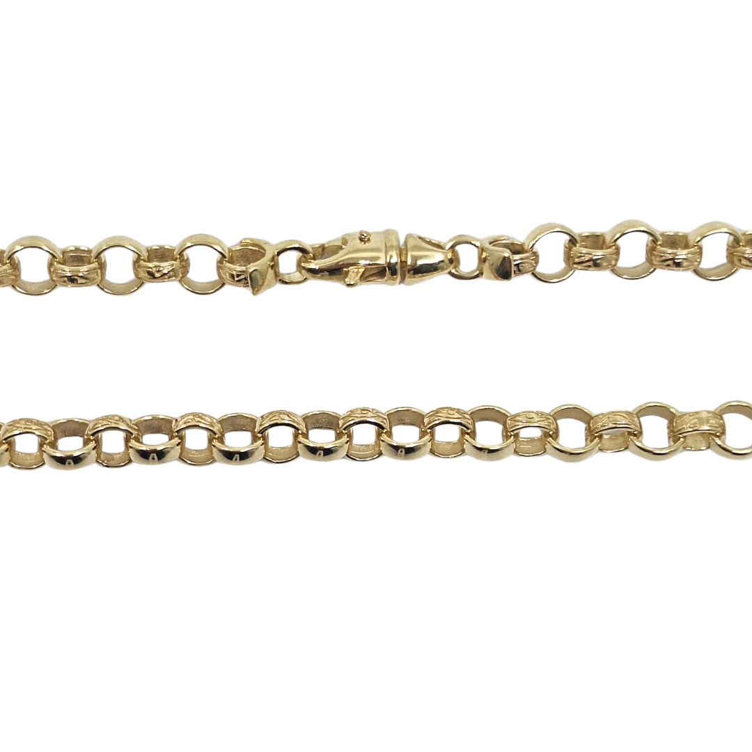 9ct Yellow Gold Part Engraved Belcher Chain 20"