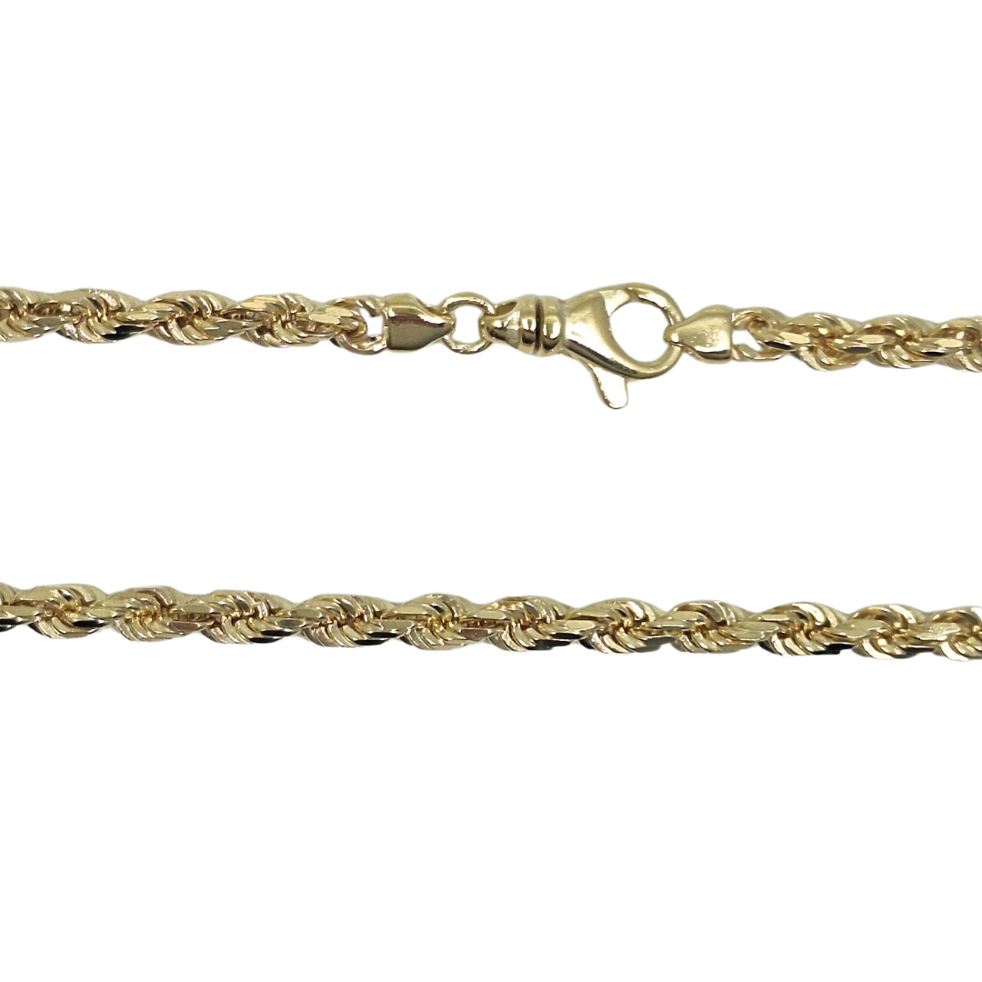 9ct Yellow Gold Solid Rope Chain 22"